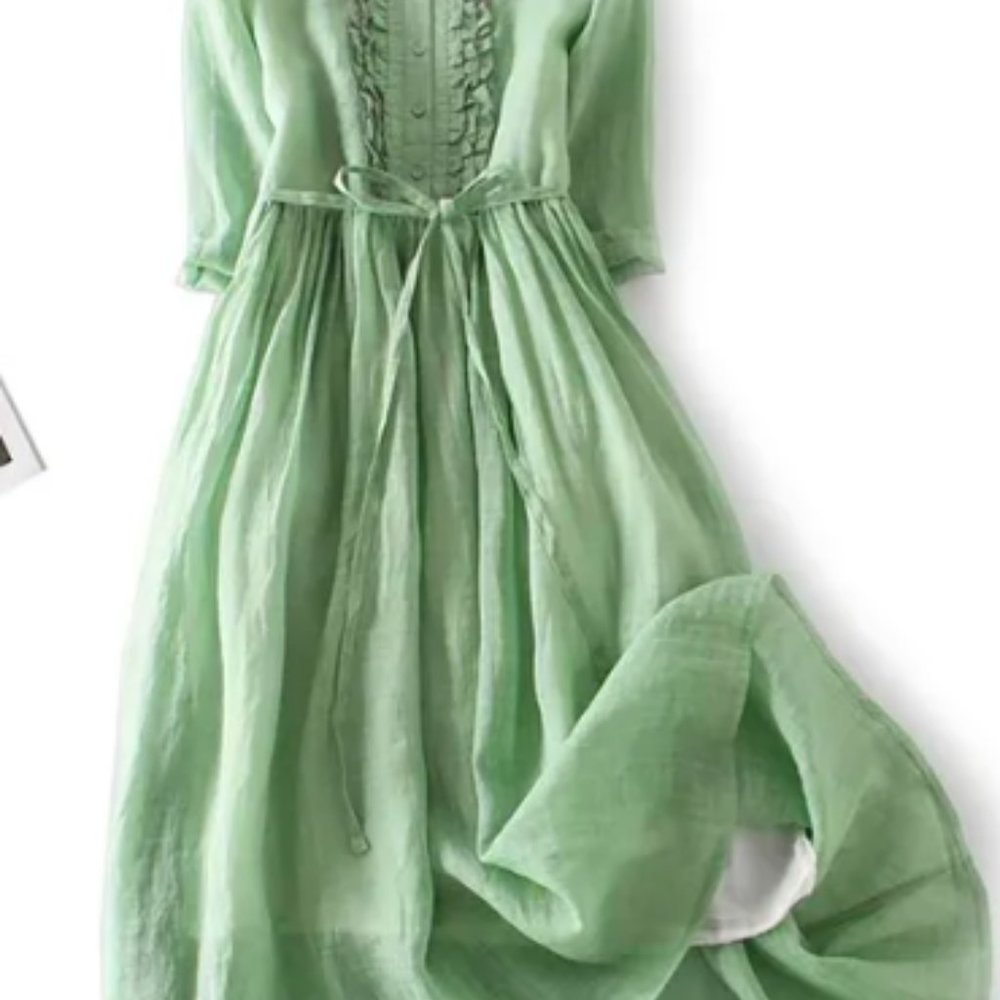 Tie Waist Mid Length Summer Dress